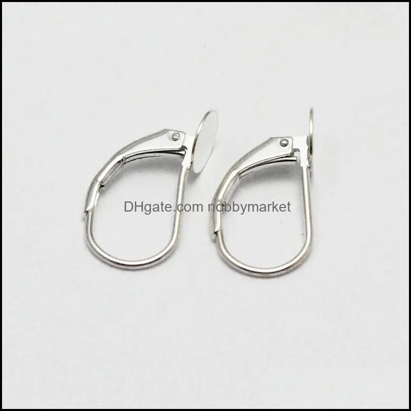 Beadsnice 925 Sterling Silver Leverback Earring Findings Pad Size 6mm Nice for Glass Cabochons or Resin Handmade Earring Components ID