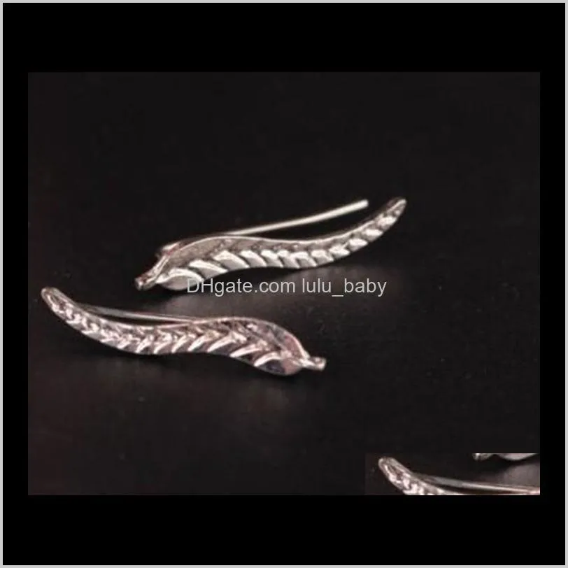 Pair Fashion Gold /Silver Plated Alloy Leaf U-shaped Ear Clips Stud Earrings Jewelry For Girls/Ladies