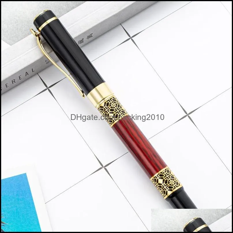 1Pcs Classical Business Ballpoint Pen Wood Grain ball point Pen Metal Business Signature Pens Office Stationery Supply