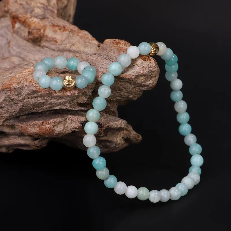 Bracelets porte-bonheur 4mm perles pierre de Quartz naturel Amazonite bleu cristal élastique Bracelet Bracelet femmes Yoga méditation Reiki guérison