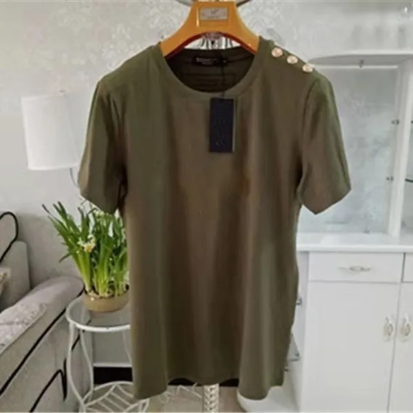 Spring Summer Tee Mens T -shirt Round Neck Women Street Casual Button Decoratie Ademend drukwerk Men Emodern888