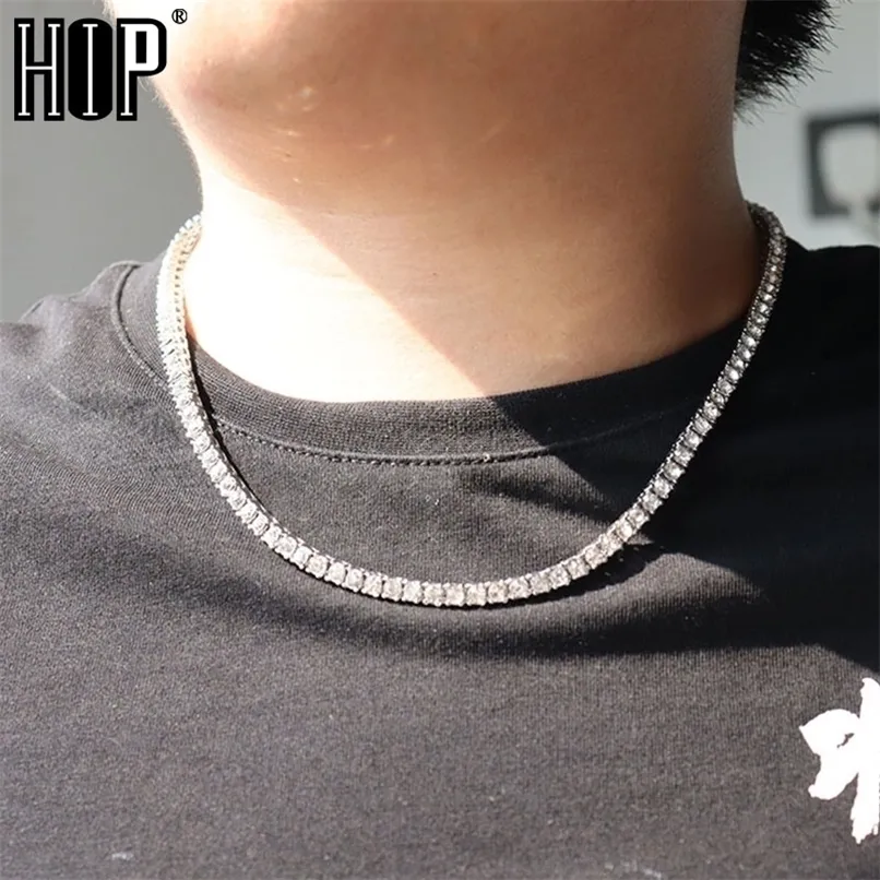 Hip Hop 5MM 2 pièces hommes glacé Tennis chaîne colliers 1 rangée tour de cou Bling cristal collier pour hommes bijoux 220218