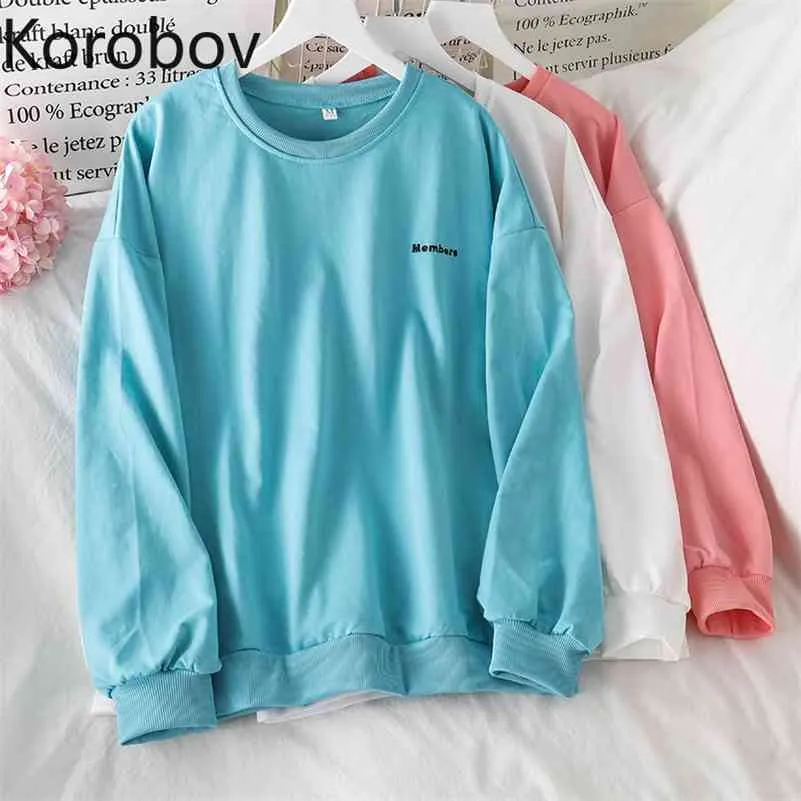 Korobov Adrette Frauen Sweatshirts Herbst O Hals Langarm Hoodies Koreanische Streetwear Chic Weibliche Pullover 210430