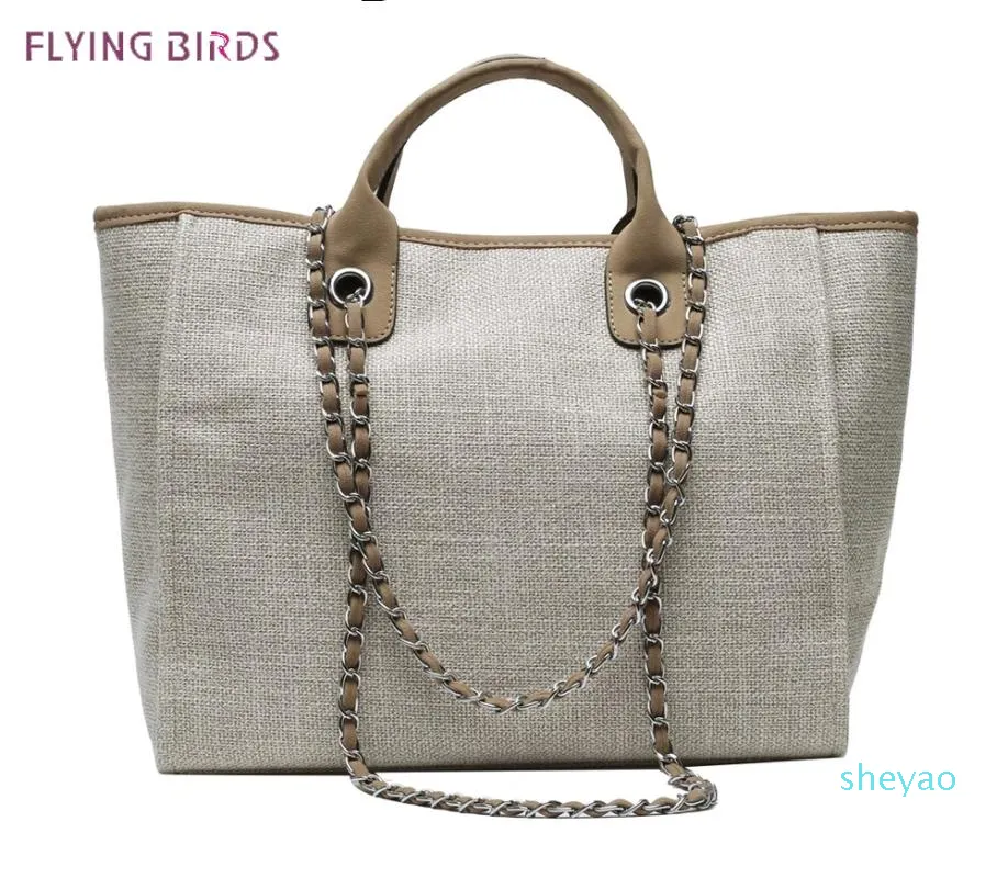 Bolsos de noche FLYING BIRDS 2021, bolso de mano para mujer, bolso grande de lona a la moda, cadenas, hombro para mujer, gran mensajero de compras