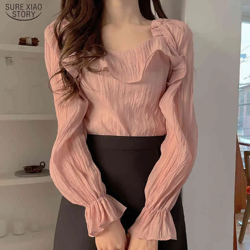 Casual Solid Color Lace Up See-Through O Neck Tops
