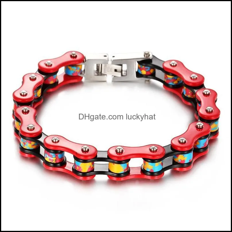 Link, Chain Men `s Domineering Bracelet Color Cast Steel Bicycle Personalized Titanium Jewelry Wholesale Multi - Optional