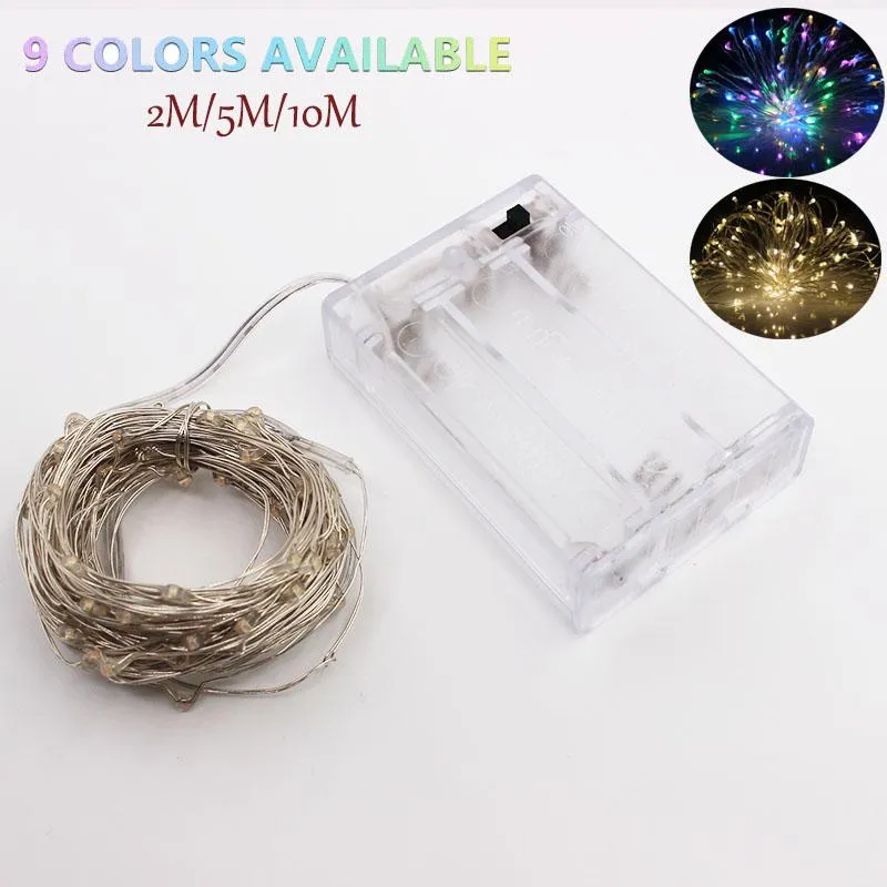 Strings USB 3XAA Battery Powered Fairy Light String Waterproof 2M 5M 10M 20-100 Leds Silver Line Firefly Holiday Strip