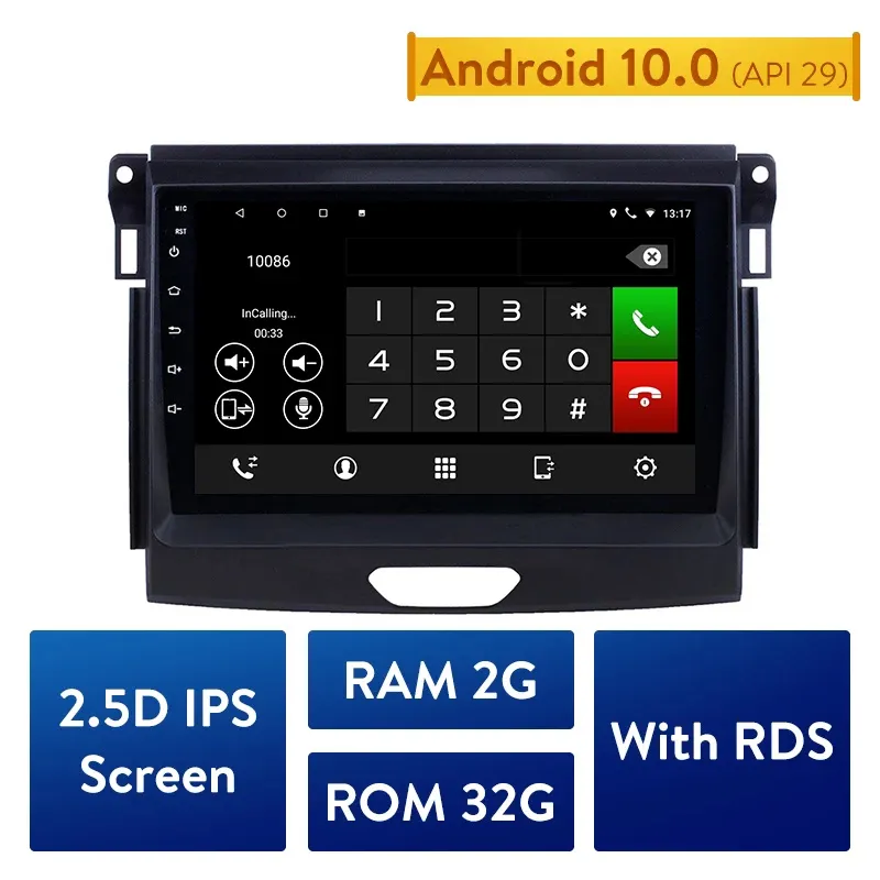 Lecteur multimédia de Radio de Navigation GPS dvd de voiture pour Ford Ranger-2015 support Carplay TPMS DVR 9 pouces Android 10 2.5D IPS