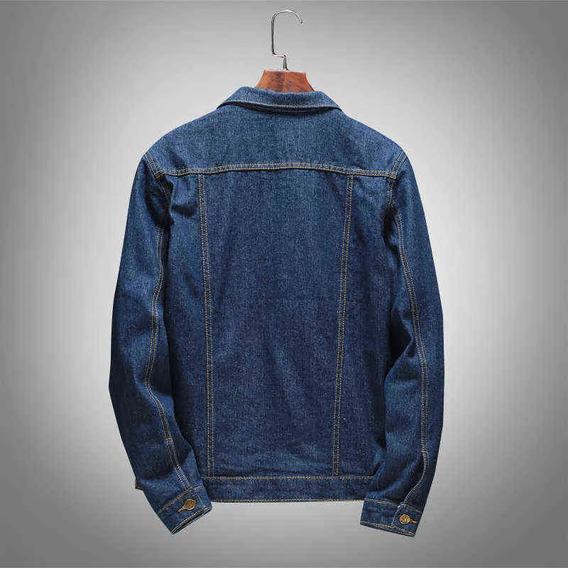 Dninmim Mens Long Sleeves Lapel Denim Jacket Cotton Plus