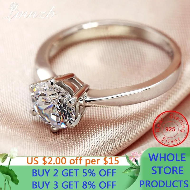 Cluster Rings LMNZB Free Sent Certificate Silver 925 Ring With 1.0ct/2.0ct Lab Diamond Engagement Wedding Bands For Women Gift Jewelry LR023