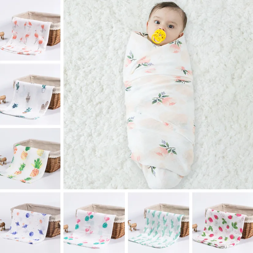 Muslin Baby Blankets Soft Swaddle Wrap Organic Cotton Baby Bath Towel Cart Nurse Cover Bedding
