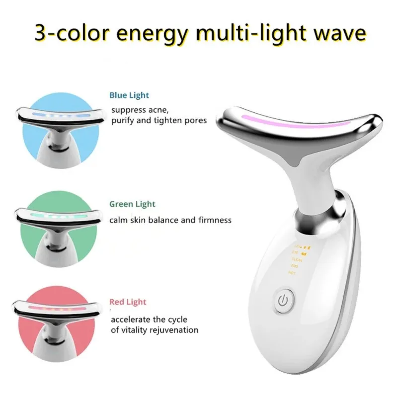 Recarregável LED elétrico LED Photon Vibrando Pescoço Levantando Anti Wrinkle Beauty Massager Cuidado Anti-Aging Care Remoção Dispositivo