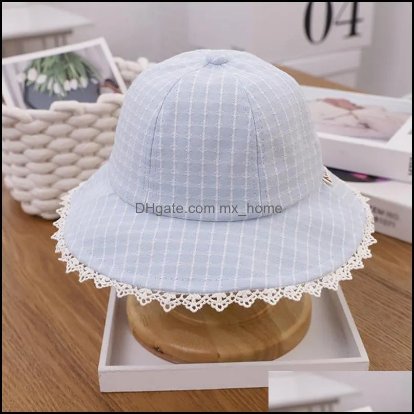 Cute Summer Baby Girl Bucket Hat Outdoor Lace Lattice Sunscreen Children Infant Toddler Panama Beach Cap 1-3Y Caps & Hats