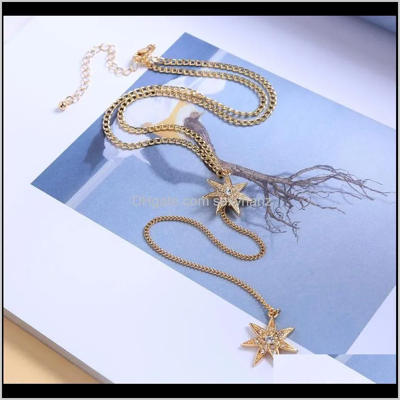 KISS ME Gold Color Alloy Rhinestone Star Long Necklaces Pendants 2020 Minimalist Jewelry Women Bijoux1