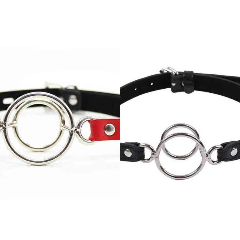 NXY SM Bondage Smlove Flirten Metal Double O Ring Mond Bal Gag-beperkingen Volwassen Erotische Accessoires Seksspeeltje voor Dames Cosplay Game 1223