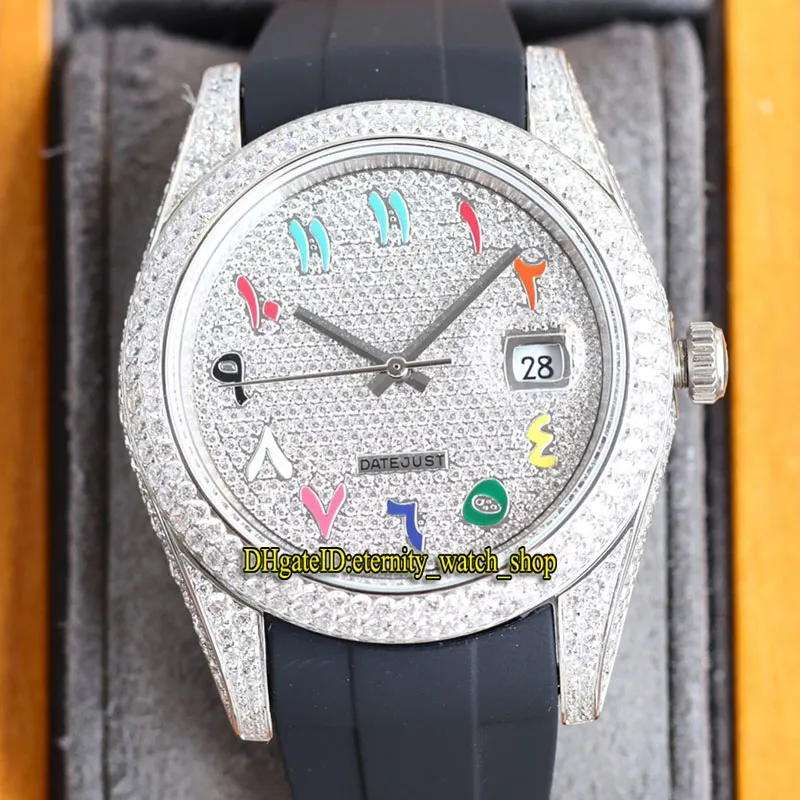 Eternity Sieraden Horloges RFF Laatste producten 126334 126234 126233 Rainbow Arab Diamonds Dial 3255 Automatische Iced Out Full Mens Horloge Diamond Case Rubberen Strap