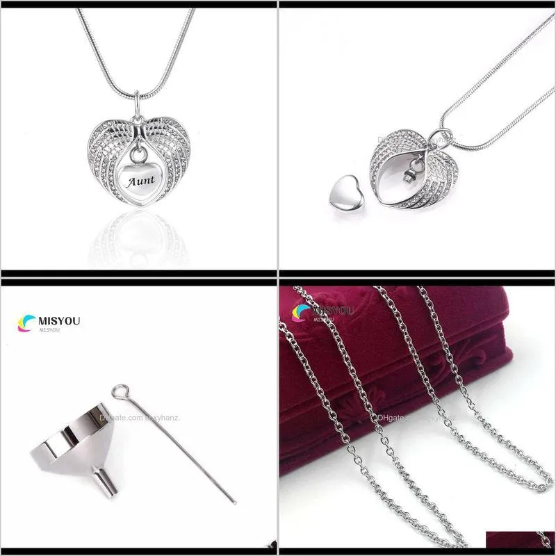 pendants commemorative family pet ashes pendant necklace wings heart shaped dad urn jar