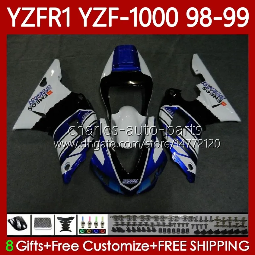 Ciało motocyklowe dla Yamaha YZF R 1 1000 CC YZF-R1 YZF-1000 98-01 Nadwozie 82NO.12 YZF R1 YZFR1 98 99 00 01 1000CC YZF1000 1998 1999 2000 2001 2001 OEM Wishings Kit Niebieski błyszczący blk