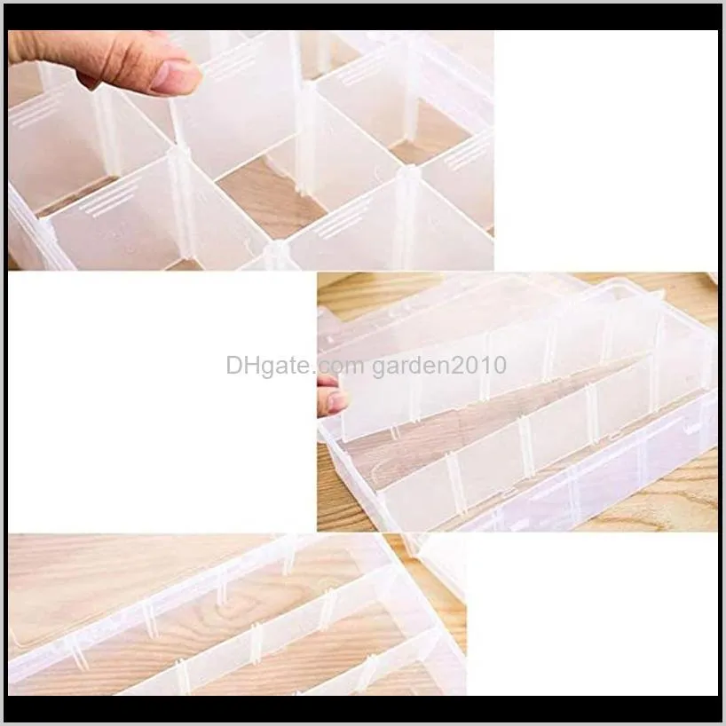 24 plastic storage jewelry box compartment adjustable container beads earring box jewelry rectangle case makeup organizer