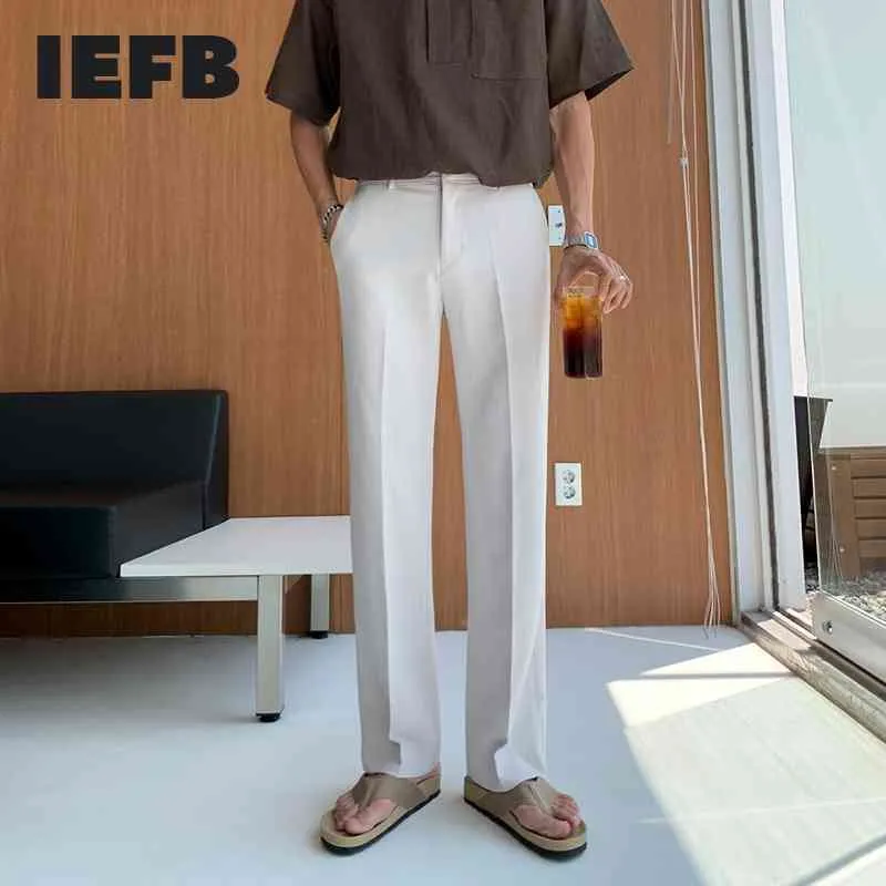 IDEFB Męskie spodnie biznesowe Letnie czarne proste rurki luźne koreańskie spodnie garnitur podstawowe cienkie spodnie 9Y7671 210524