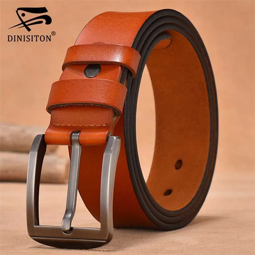 DINISITON men belt designer cow genuine leather belts for mens high quality luxury brand fashion vintage male strap FG201 220121