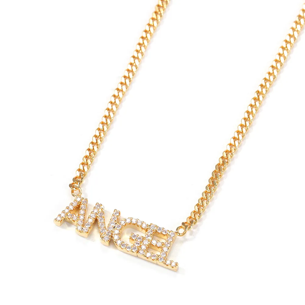 A-Z Anpassade namnbokstäver Guldhalsband kvinnor Choker Mens Fashion Hip Hop Jewelry Iced Out Diy Letter Pendant Necklace