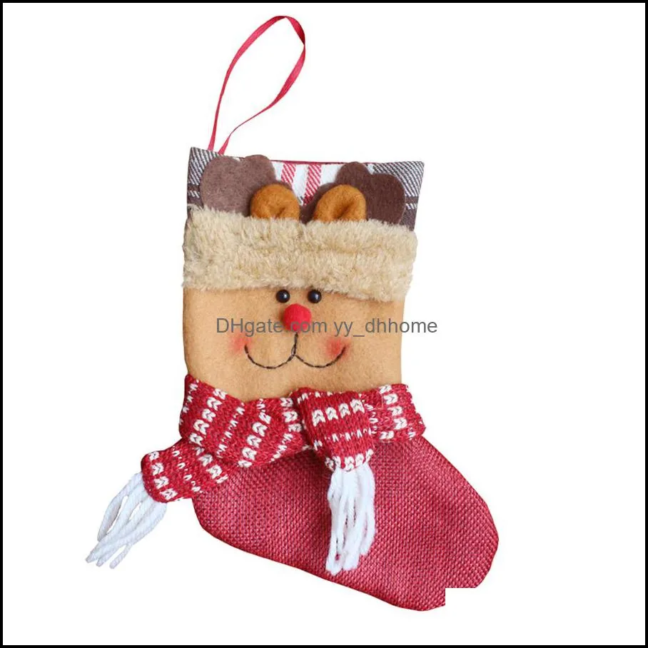 7.5`` Small Christmas Stckings Santa Snowman Reindeer Candy Socks Christmas Tree Decoration Ornament for Family Holiday Child Gift