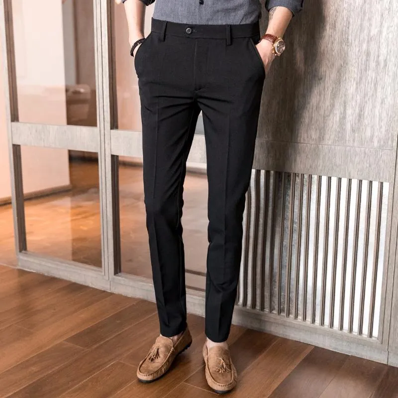 Korean Slim Fit Elastic Suit Pants For Men Business Casual And Formal Dress  Trousers With High Grade Formality Perfect For Mens Skinny Fit Suits From  Tangcupaigu, $30.91