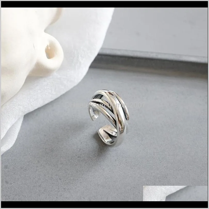 july dream simple jewelry 925 sterling silver rings for women folded lines vintage irregular ring exaggerated party gift bijoux