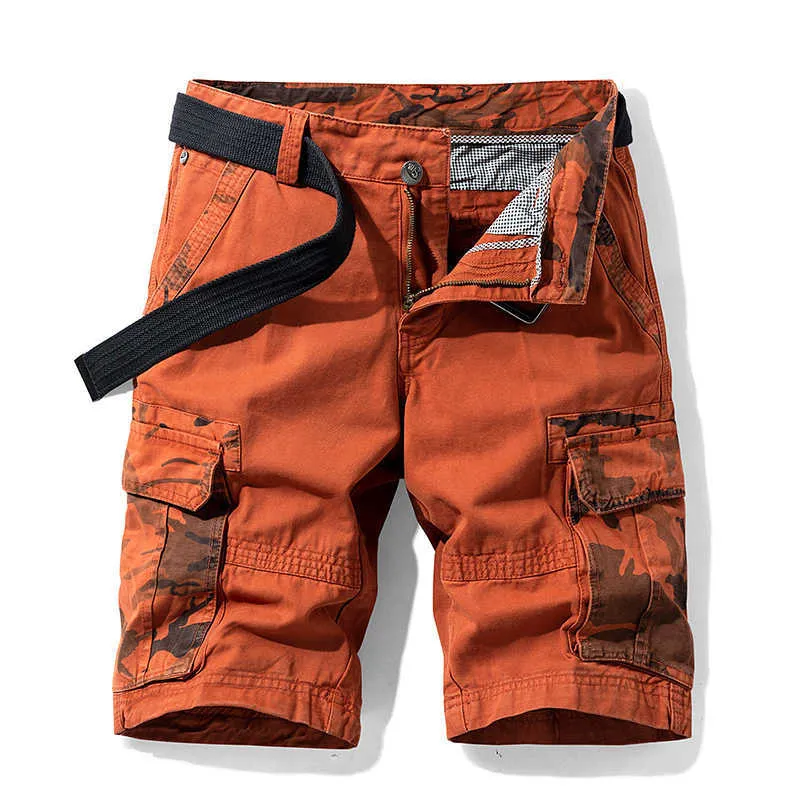 Men's Shorts Pure Cotton Summer Mens Cargo Shorts Boys Casual Pocket Streetwear Plus Size Male Long Bermuda Shorts Camouflage Z102 G230316