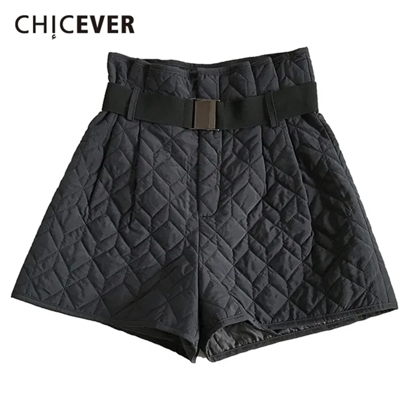 CHICEVER coréen Shorts pour femmes taille haute ceintures poches minimalisme grande taille coton lâche court femme mode vêtements 210331