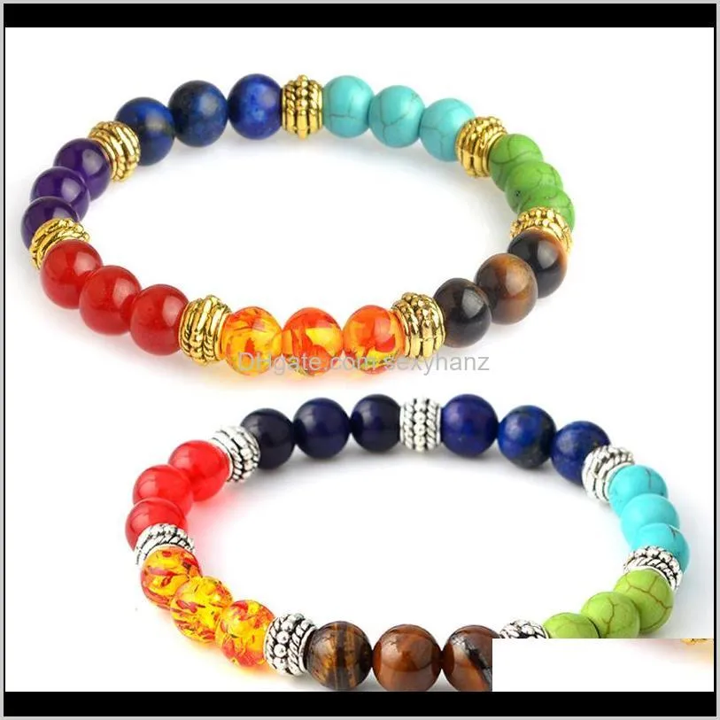 kimter natural stone bracelets for men women yoga beads bangle 7 chakra tiger eye beaded elastic bracelet jewelry b366s f