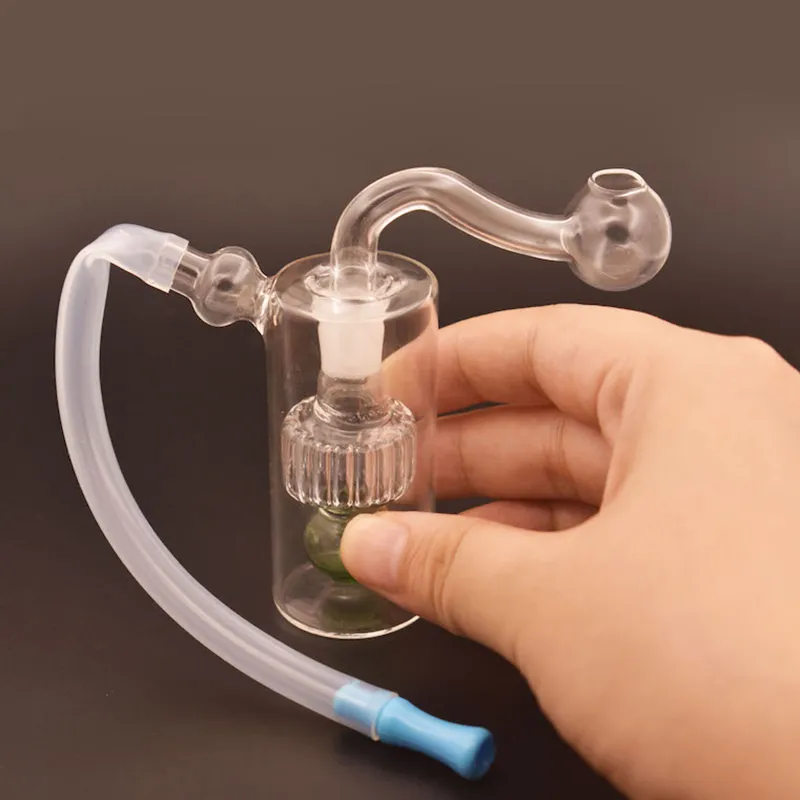 Smoking Hookah Bubbler Mini Pocket Glass Oil Burner Bong Recyler Dab Rig Bubber Shisha Ashcatcher Bongs with Male Oil Burner Pipes and Hose