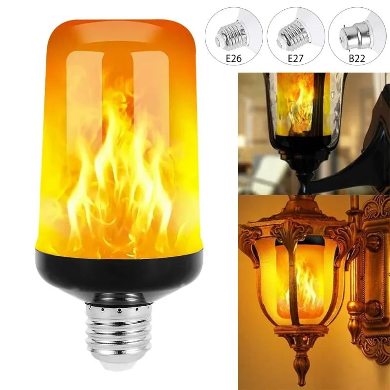 Ampoules LED effet de flamme ampoule 4 modes scintillement émulation maison lampe de jardin noël Halloween décor E27 lumières