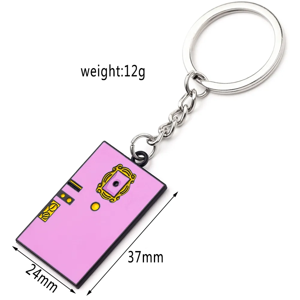 2 Colors TV Show Friends Monicas Door Keychain Central Perk Coffee Time Key Chain for Women Men Fans Car Keyring Jewelry