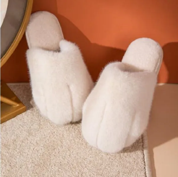 Women Sandals Fluff White Grey Pink Womens Soft Slides Slipper Keep Warm Slippers Shoes Size 36-41 11