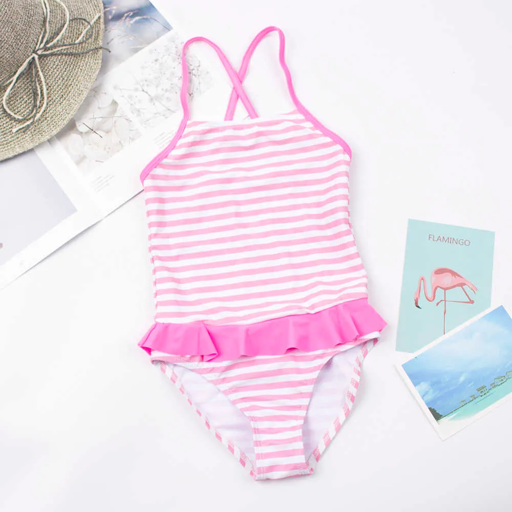 5-12years Falbala Swimsuit Brand New Summer Print Girls Swimwear One Piece Children Monokini Bathing Suit 27