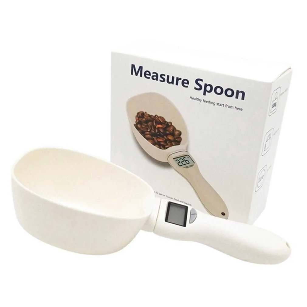Multifunction Pet Food Scale Cup Portable Dog Cat Feeding Bowl Kitchen Spoon Measuring Scoop With Led Display 210615