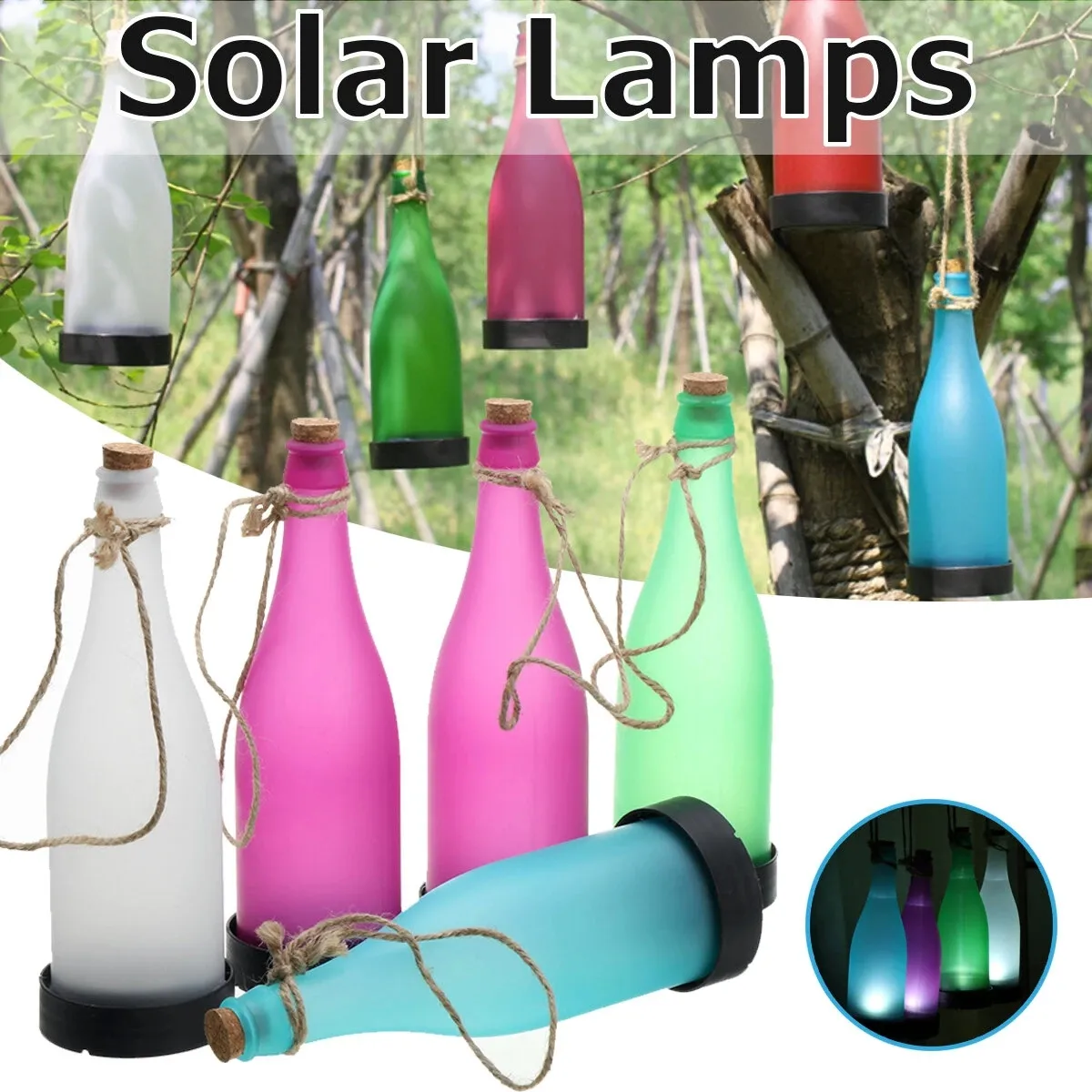 5 Stück LED-Solar-Flaschenleuchte zum Aufhängen im Freien, Modellierung, Kunststoff, Gartendekorationslampe