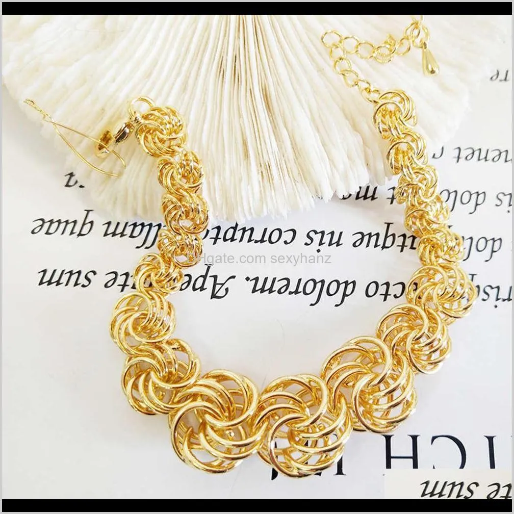 link double button close clasp bracelet gold lock women`s irregular cold style jewelry