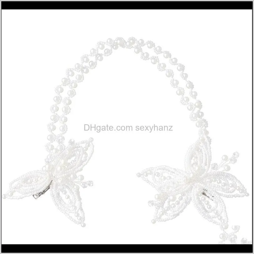 fashion pearl soft chain headband headband white butterfly headdress women accessories wedding hair accessories