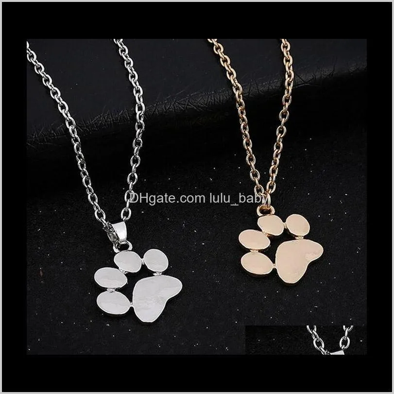 Pendant Cat And Dog Paw Print Animal Jewelry Women Necklace Cute Delicate Statement Necklaces 29Mjy 5Jasy