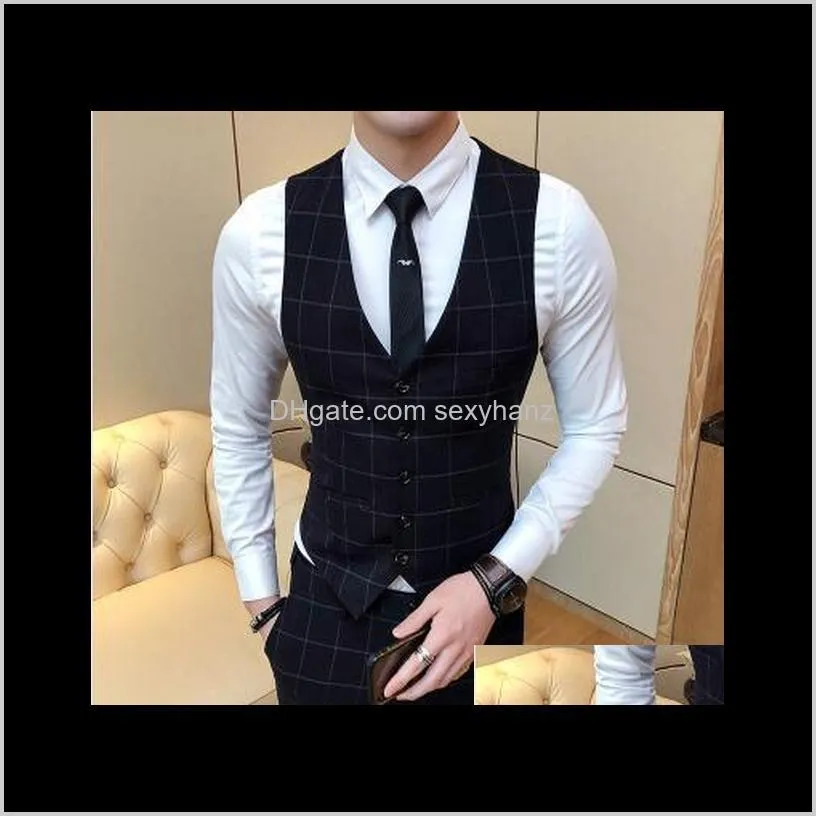 plaid suit vest mens business casual fashion vest waistcoat men slim fit fashion vests 4xl - s