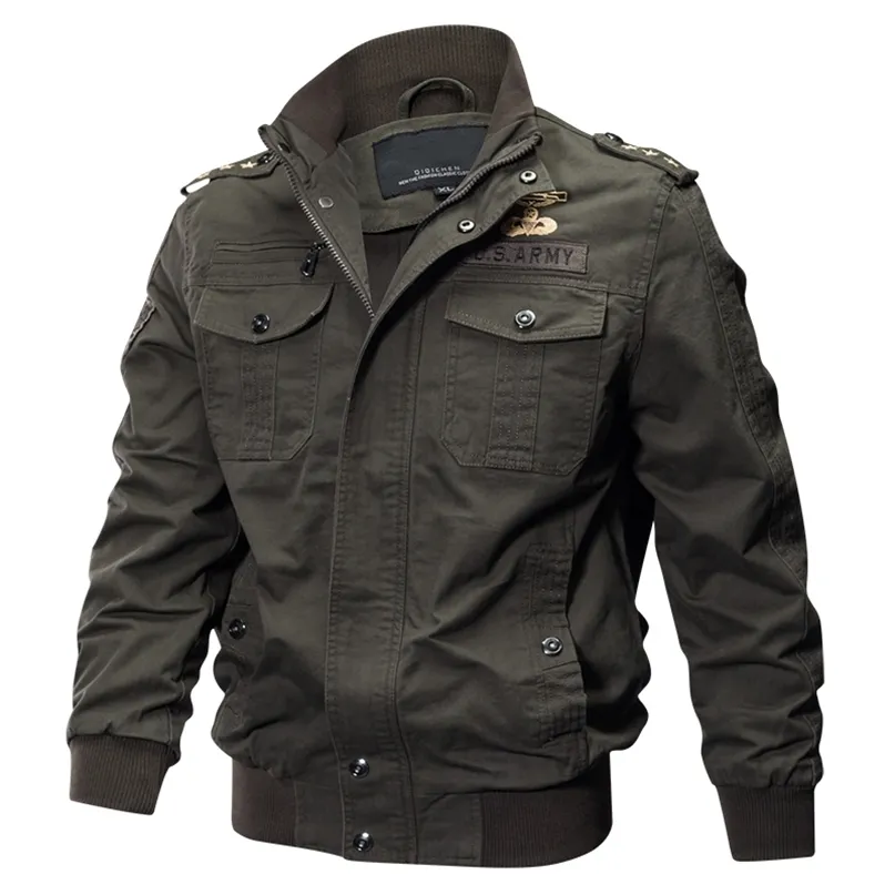 Plus Size Military Bomber Jacket Men Spring Autumn Casual Multi-Pocket Pilot Jackets Male Army Cargo Flight Mens Jackets M-6XL 211025