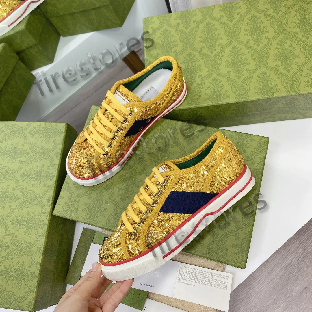 sneaker Italy Green and red Web stripe designer shoes 77 Embroidery Print Canvas Ace Vintage Designers Sneakers glittering Tennis casual shoe Low-Top Lace Up