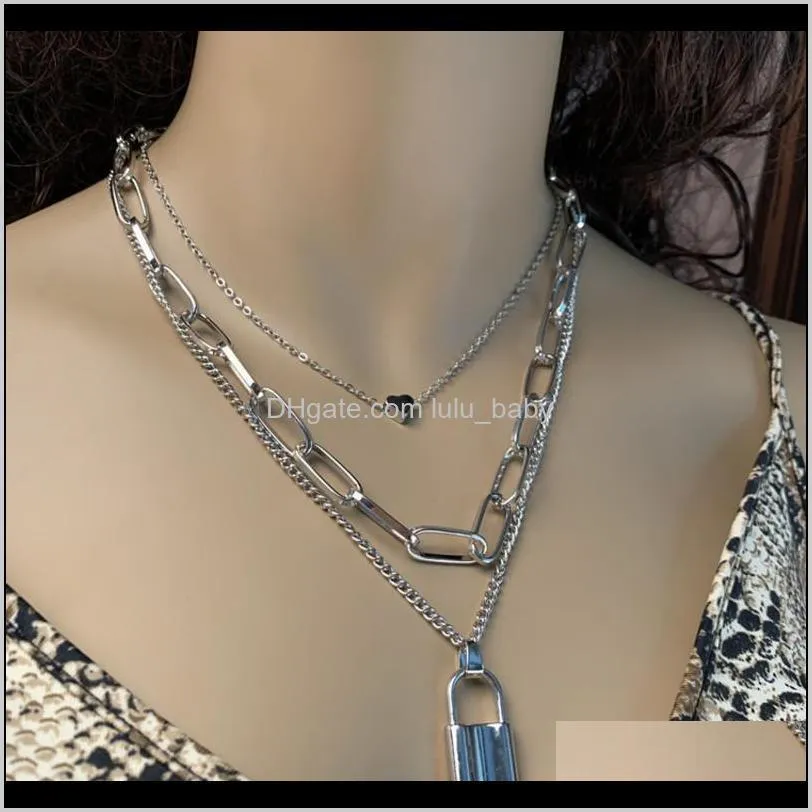 Halsketten Anhänger Drop Lieferung 2021 Schmuck Kette Herz Anhänger Weibliche Kreative Geometrische All-Match Lock Halskette Ih1Ev