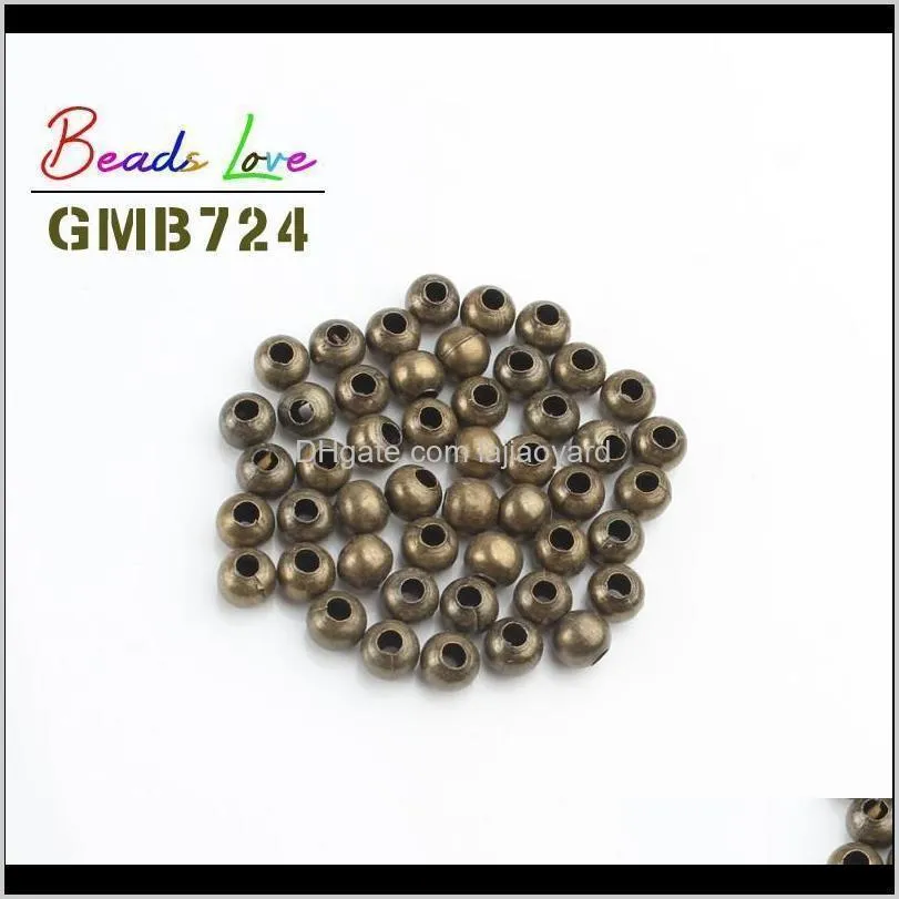 m 4mm 6mm metal beads round loose spacer beads for jewelry making diy bracelet necklace accessories wholesale wmtnnm