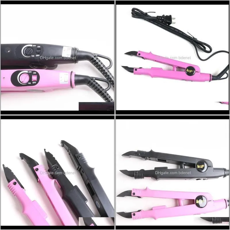 1pc pink color loof heat fusion connector adjustable temperature flat u tip hair extension iron keratin bonding tools