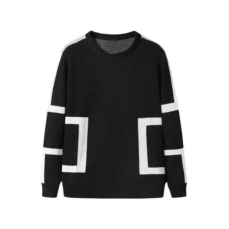 100% Algodão Mens Sweater Korean Oversize Puxe Homme Roupa de malha Black Sweater Homens Designer Pullover Outono Oversize 3xL 210601