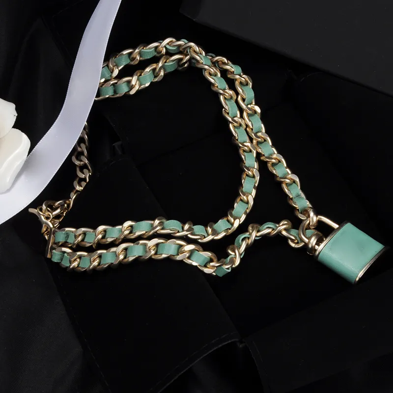 Colar com pingente de cadeado feminino com carimbo, carta, clavícula, corrente, colares, joias de alta qualidade para festa de presente